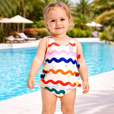 LSB Multi Bows & Waves , Toddlers & Kids Swimwear with matching Swim Cap, plus Free Wash Bag & Free Swim Detergent