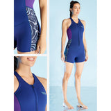 LSB Dive Navy & Purple, Sleevless 2 mm Neoprene Teens & Adults Women's Swimsuit with Free Washbag-Small
