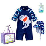 LSB Navy Shark, Toddlers & Kids Swimwear with long Cap Free Wash Bag & Free Swim Detergent