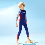 LSB Dive Navy Nautical Printed Full Length 2.5mm Neoprene Kids Swimsuit with Free Washbag