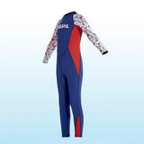LSB Dive Navy Nautical Printed Full Length 2.5mm Neoprene Kids Swimsuit with Free Washbag