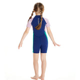 LSB Dive Navy, Purple & Teal Side Panel Knee Length 2.5 mm Neoprene Kids Swimsuit with Free Washbag
