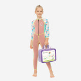 LSB Dive Peach Flamingo & Tropical Printed Full Length 2mm Neoprene Kids Swimsuit with Free Washbag