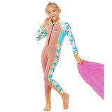 LSB Dive Peach Flamingo & Tropical Printed Full Length 2mm Neoprene Kids Swimsuit with Free Washbag