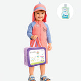 LSB Peach & Blue spiked Dino , Toddlers & Kids Swimwear with long Cap Free Wash Bag & Free Swim Detergent