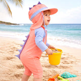 LSB Peach & Blue spiked Dino , Toddlers & Kids Swimwear with long Cap Free Wash Bag & Free Swim Detergent