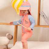 LSB Peach & Blue spiked Dino , Toddlers & Kids Swimwear with long Cap Free Wash Bag & Free Swim Detergent