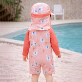 LSB Peach Lhama, Toddlers & Kids Swimwear with long Cap Free Wash Bag & Free Swim Detergent