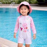 LSB Pink Bunny, Toddlers & Kids Swimwear with matching Hat, Free Wash Bag & Free Swim Detergent