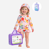 LSB Pink Daisy, Toddlers & Kids Swimwear with matching Swim Cap, plus Free Wash Bag & Free Swim Detergent