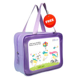 LSB Pink Multi-Color Toy Play Printed, Half Sleeves, Knee Length Kids Swimwear in Upf 50+ Fabric with Swim Cap & Free Washbag