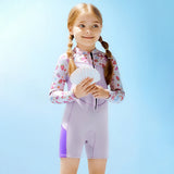 LSB Dive Purple Strawberry Printed Knee Length 2.5mm Neoprene Kids Swimsuit with Free Washbag