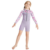LSB Dive Purple Strawberry Printed Knee Length 2.5mm Neoprene Kids Swimsuit with Free Washbag