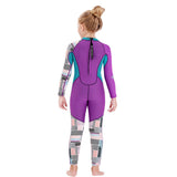 LSB Dive Purple & Teal Geometric Printed Full Length 2.5mm Neoprene Kids Swimsuit with Free Washbag
