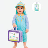 LSB Teal & Orange Spikes, Toddlers & Kids Swimwear with Long Cap, Free Wash Bag & Free Swim Detergent