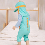 LSB Teal & Orange Spikes, Toddlers & Kids Swimwear with Long Cap, Free Wash Bag & Free Swim Detergent