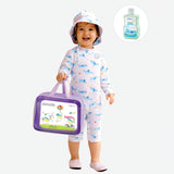 LSB White & Blue Dog, Toddlers & Kids Swimwear with matching Hat, Free Wash Bag & Free Swim Detergent
