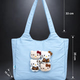LSB Blue 3D Kitties stylish & casual Tote Bag for Teens & Adults