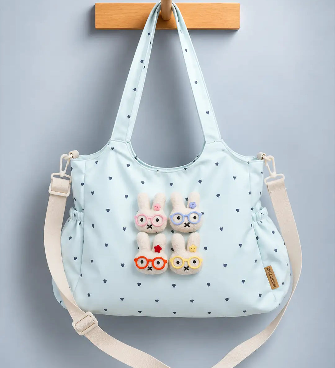 LSB Blue Heart 3D Glasses Bunny stylish & casual Tote Bag for Teens & Adults