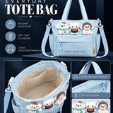 LSB Blue 3D Puppy & Cat stylish & casual Tote Bag for Teens & Adults