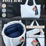 LSB Blue Stars Print stylish & casual Tote Bag with Monkey Keychain for Teens & Adults