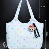 LSB Blue Stars Print stylish & casual Tote Bag with Monkey Keychain for Teens & Adults