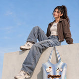 LSB Blue & White Striped Pegasus stylish & casual Tote Bag for Teens & Adults