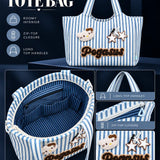 LSB Blue & White Striped Pegasus stylish & casual Tote Bag for Teens & Adults