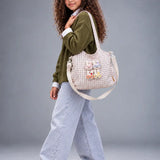 LSB Brown Gingham Checks 3D Glasses Bunny stylish & casual Tote Bag for Teens & Adults