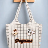 LSB Cream Checks Pegasus stylish & casual Tote Bag for Teens & Adults