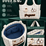 LSB Cream Checks Pegasus stylish & casual Tote Bag for Teens & Adults