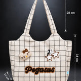 LSB Cream Checks Pegasus stylish & casual Tote Bag for Teens & Adults