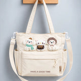 LSB Cream 3D Puppy & Cat stylish & casual Tote Bag for Teens & Adults