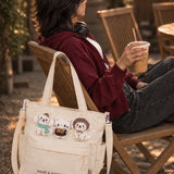 LSB Cream 3D Puppy & Cat stylish & casual Tote Bag for Teens & Adults