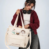 LSB Cream 3D Puppy & Cat stylish & casual Tote Bag for Teens & Adults