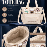LSB Cream 3D Puppy & Cat stylish & casual Tote Bag for Teens & Adults