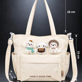 LSB Cream 3D Puppy & Cat stylish & casual Tote Bag for Teens & Adults