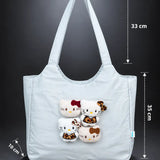 LSB Grey 3D Kitties stylish & casual Tote Bag for Teens & Adults