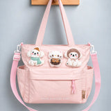 LSB Peach 3D Puppy & Cat stylish & casual Tote Bag for Teens & Adults