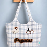 LSB Pink Checks Pegasus stylish & casual Tote Bag for Teens & Adults