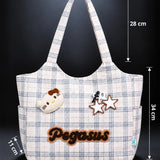 LSB Pink Checks Pegasus stylish & casual Tote Bag for Teens & Adults