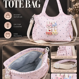 LSB Pink Heart 3D Glasses Bunny stylish & casual Tote Bag for Teens & Adults