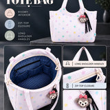 LSB Pink Stars Print stylish & casual Tote Bag with Monkey Keychain for Teens & Adults