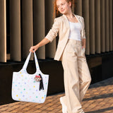 LSB Pastel Purple Stars Print stylish & casual Tote Bag with Monkey Keychain for Teens & Adults