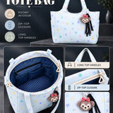 LSB Pastel Purple Stars Print stylish & casual Tote Bag with Monkey Keychain for Teens & Adults