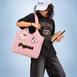 LSB Red & White Striped Pegasus stylish & casual Tote Bag for Teens & Adults