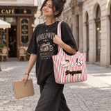 LSB Red & White Striped Pegasus stylish & casual Tote Bag for Teens & Adults