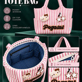 LSB Red & White Striped Pegasus stylish & casual Tote Bag for Teens & Adults