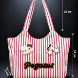 LSB Red & White Striped Pegasus stylish & casual Tote Bag for Teens & Adults