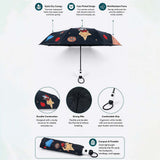 LSB 3 Fold Black Puppy Star, Auto Open & Close,Rain & Sun Dual Umbrella for Teens & Adults